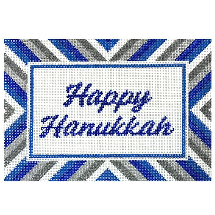Happy Hanukkah Stripes Tray Painted Canvas Initial K Studio - 1