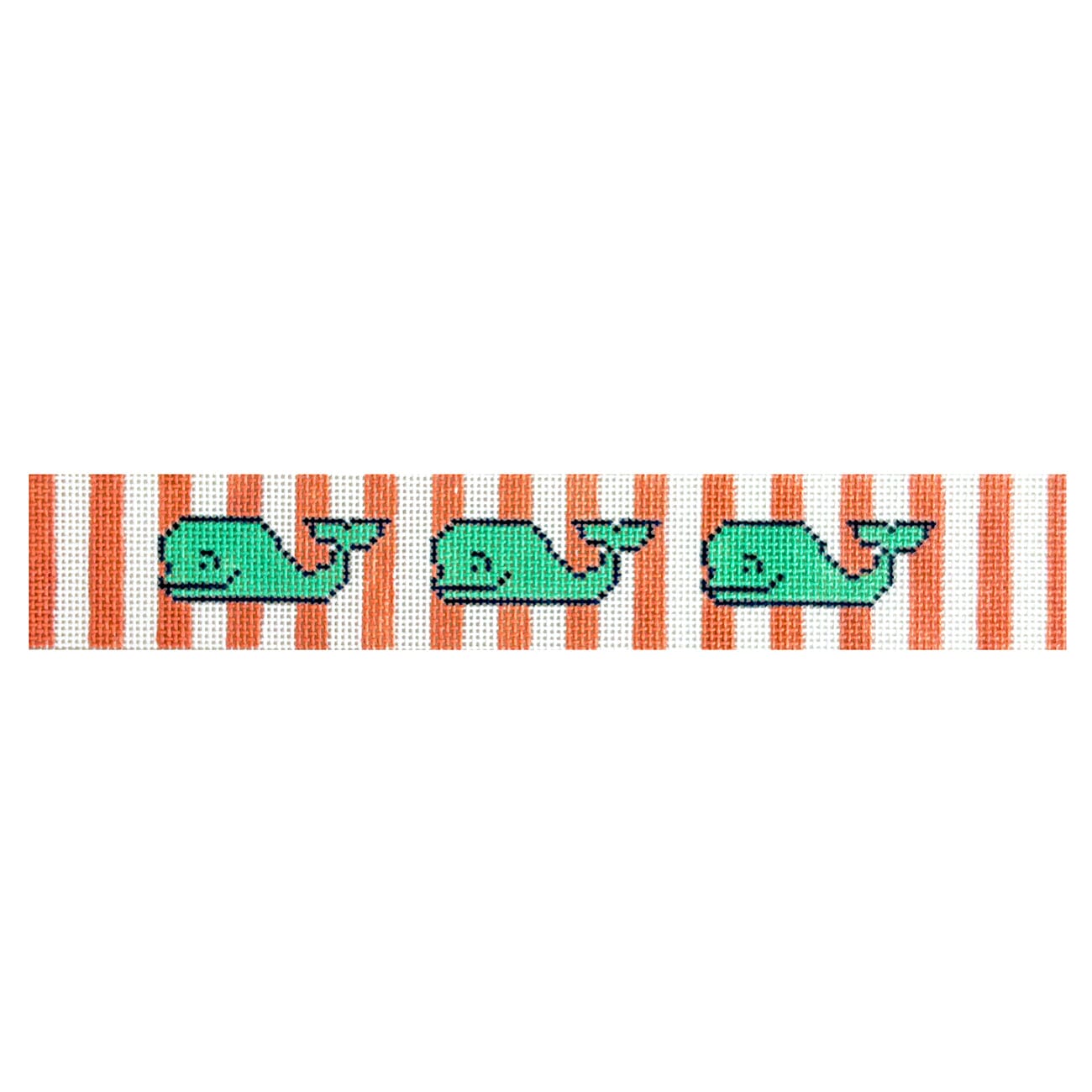 Happy Jade Whales on Coral Key Fob Painted Canvas Kristine Kingston - 1