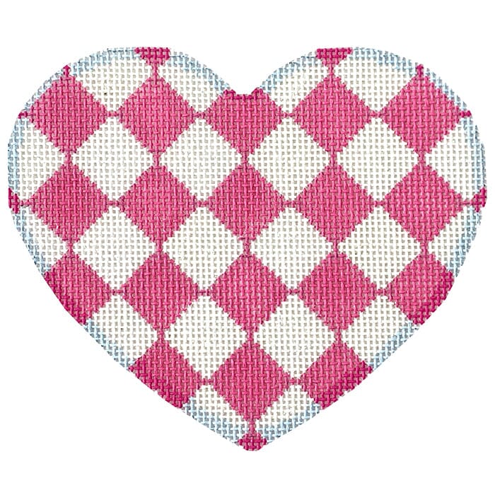 Harlequin Heart/Pink Printed Canvas Two Sisters Needlepoint