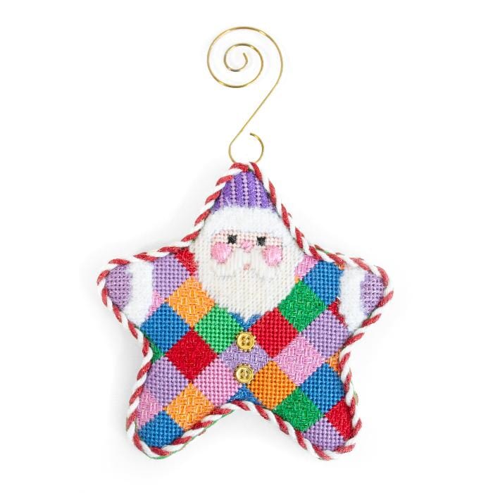 Harlequin PJ Santa with Stitch Guide Painted Canvas Associated Talents