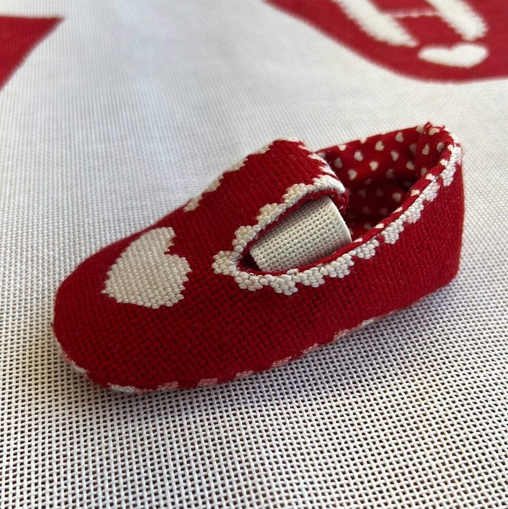 Heart Baby Booties Painted Canvas The Gingham Stitchery - 2