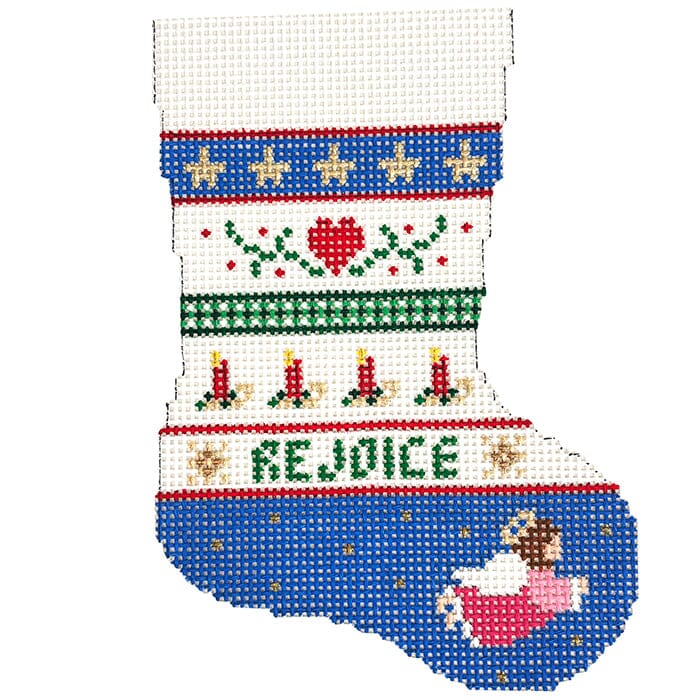 Heart, Candle, Angel Stripe Mini Stocking Painted Canvas Susan Roberts Needlepoint Designs Inc. - 1