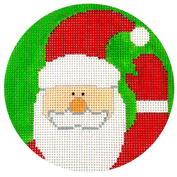 Hello Santa Round Painted Canvas Vallerie Needlepoint Gallery - 1