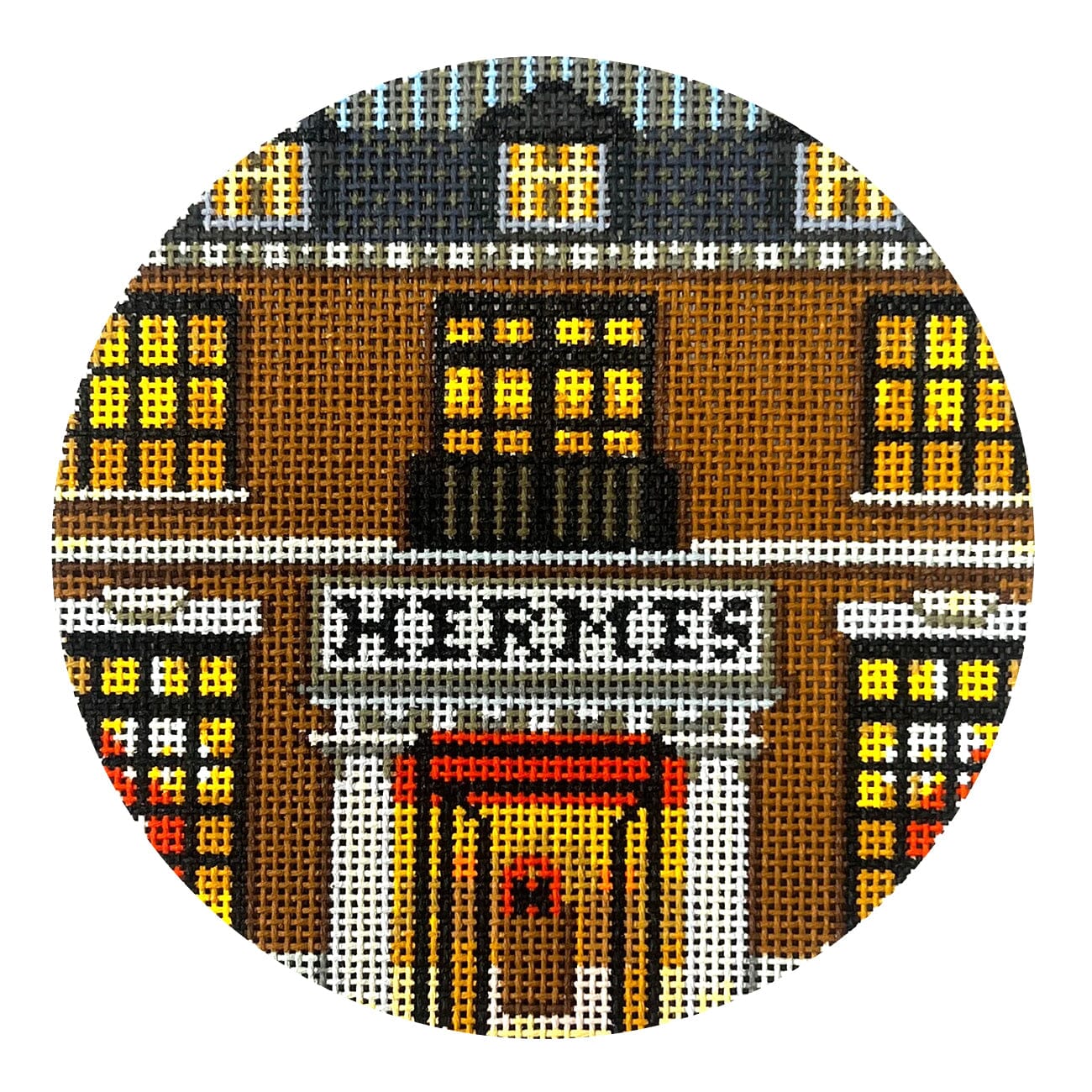 Hermes Round Painted Canvas The Gingham Stitchery - 1