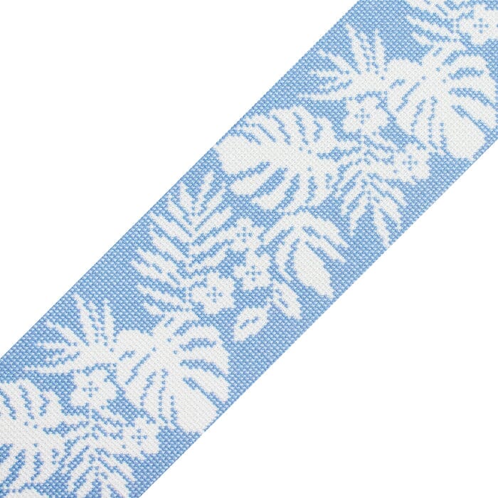 Hibiscus Band White on Blue Printed Canvas Two Sisters Needlepoint