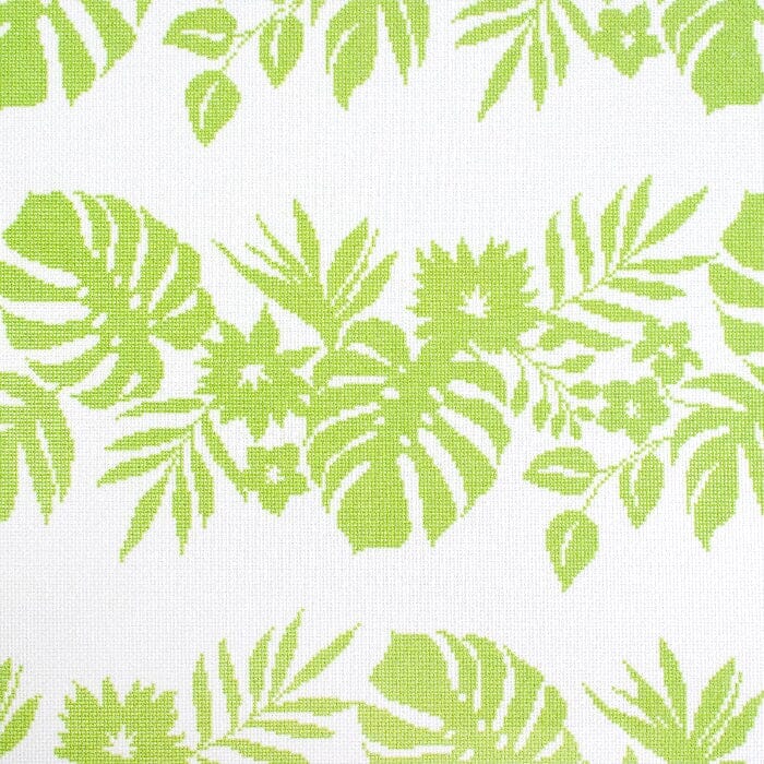 Hibiscus Green on White Printed Canvas Kirk & Bradley