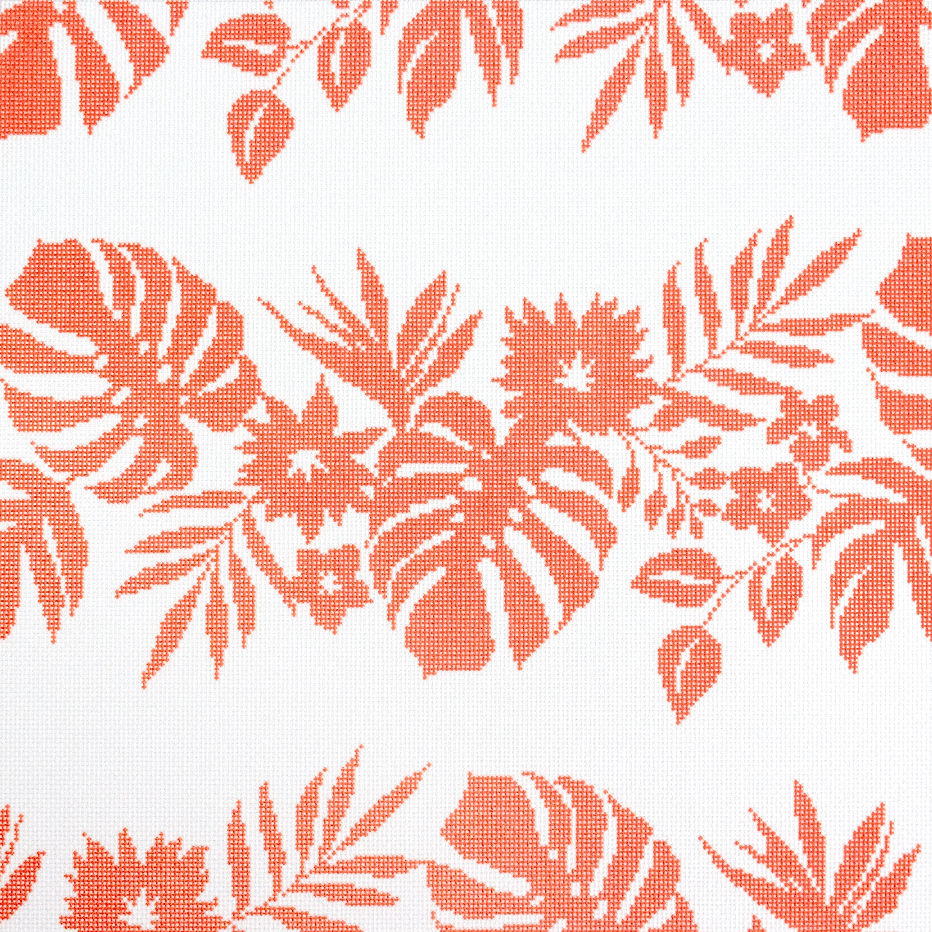 Hibiscus Orange on White Printed Canvas Kirk & Bradley