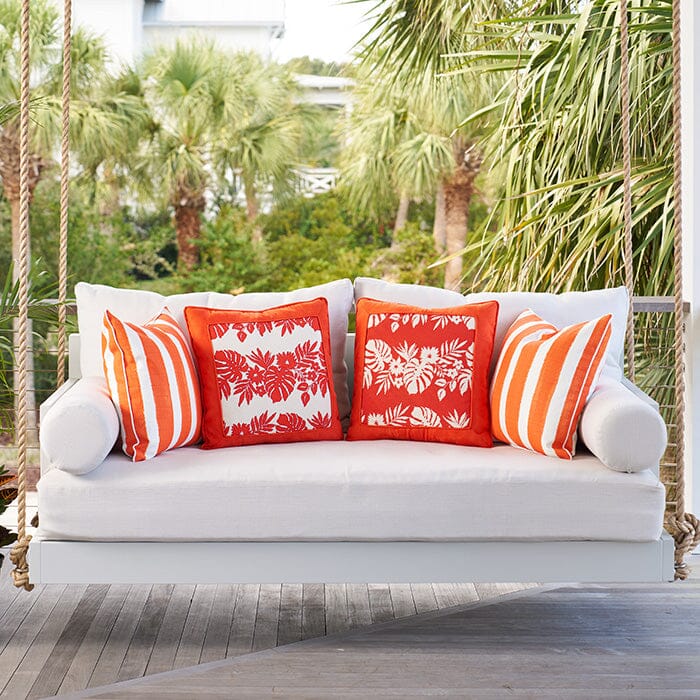 Hibiscus - Orange on White Printed Canvas Kirk & Bradley