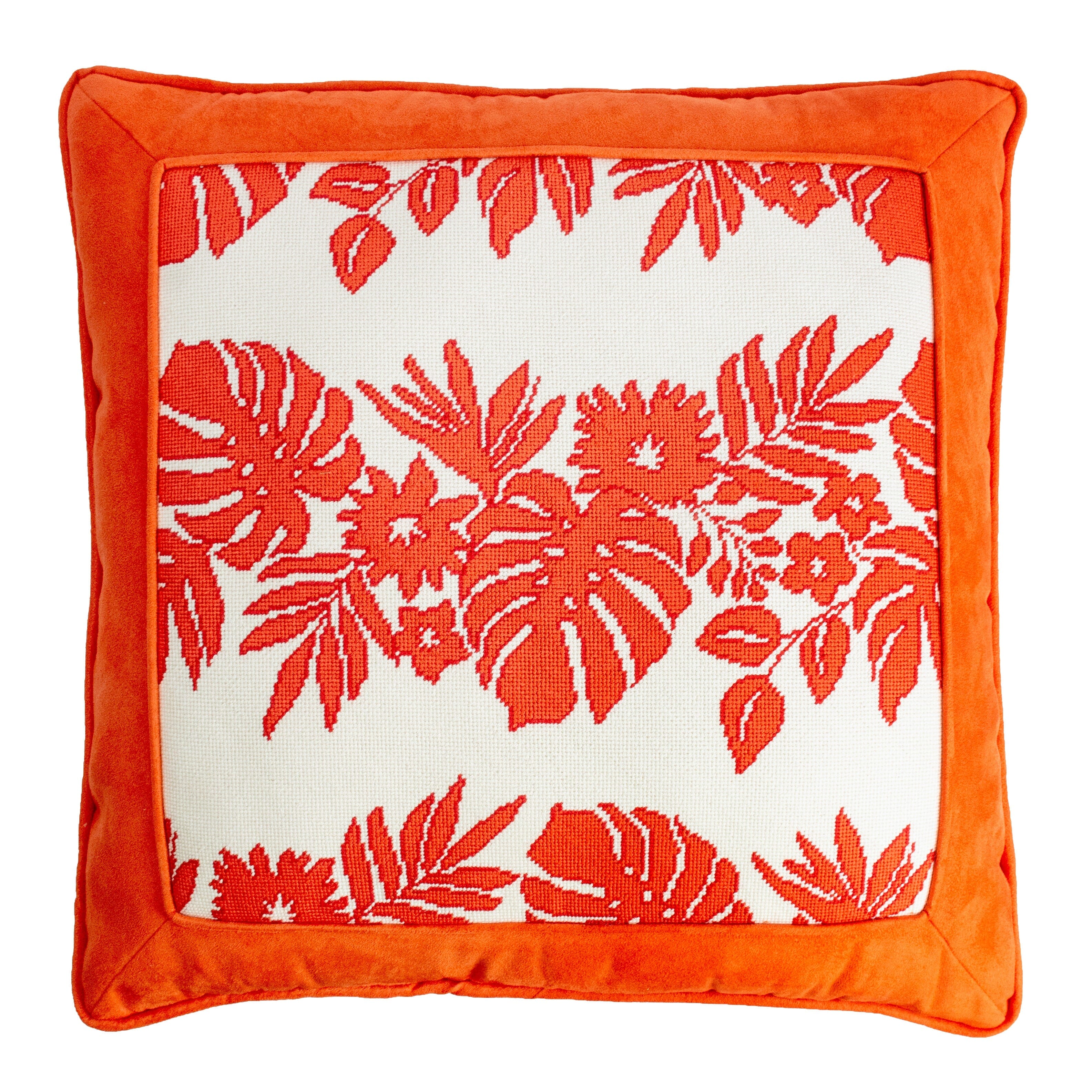 Hibiscus Orange on White Printed Canvas Kirk & Bradley