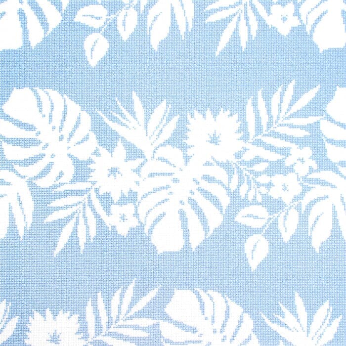 Hibiscus - White on Blue Printed Canvas Kirk & Bradley