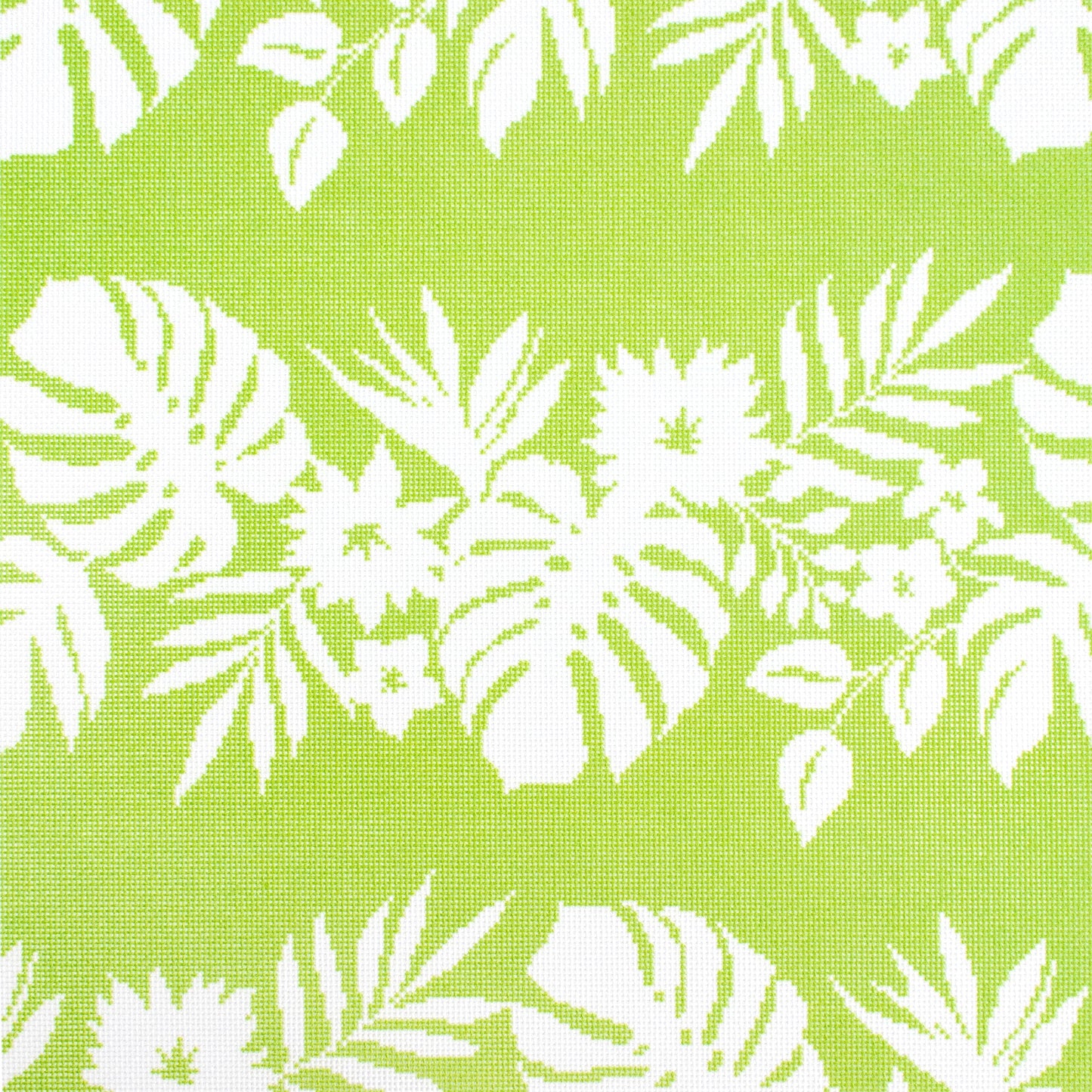 Hibiscus - White on Green Printed Canvas Kirk & Bradley