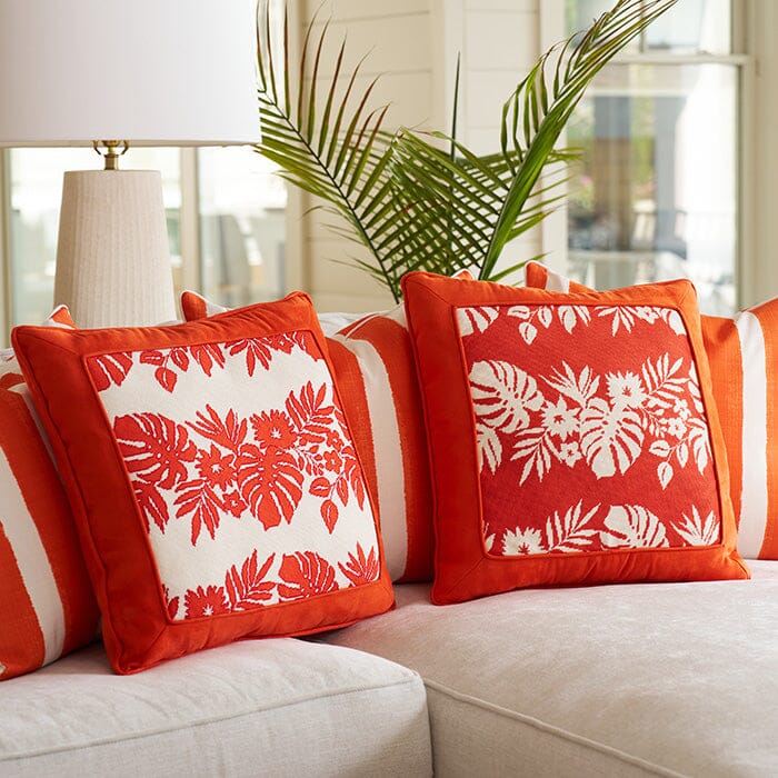 Hibiscus White on Orange Printed Canvas Kirk & Bradley