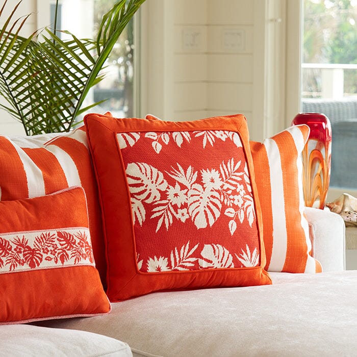 Hibiscus White on Orange Printed Canvas Kirk & Bradley