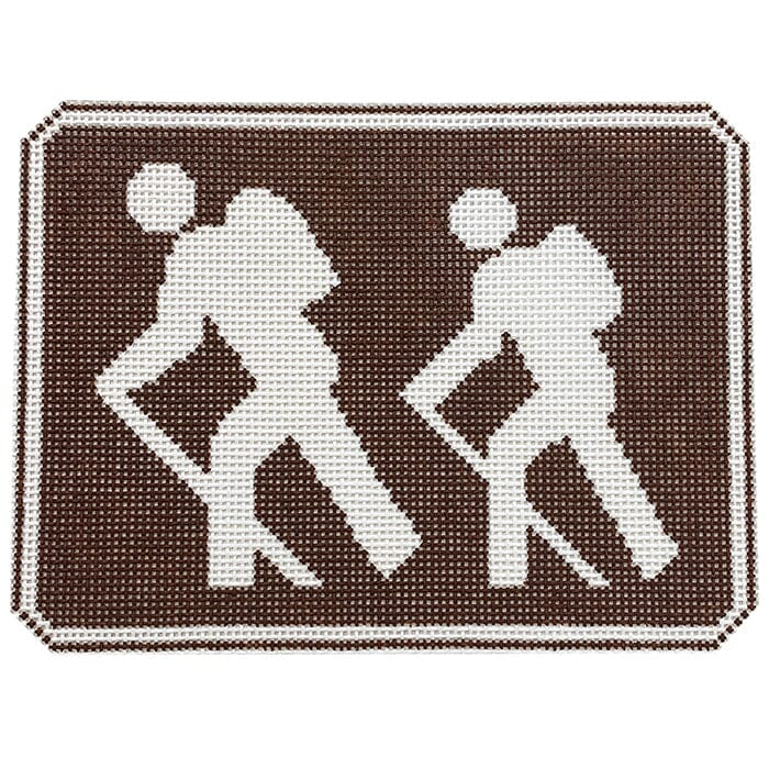 Hiker Recreation Sign 13 ct. Painted Canvas Fire and Iris