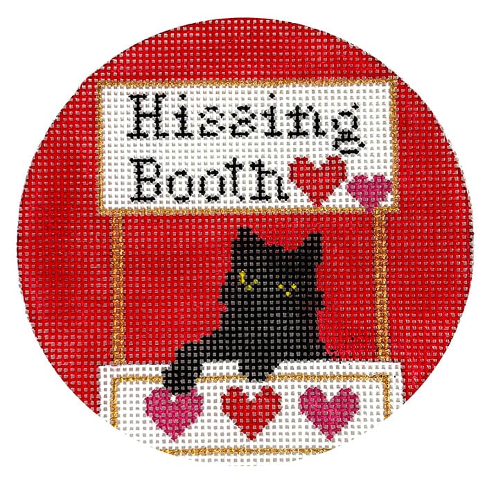 Hissing Booth Kitty Painted Canvas Eye Candy Needleart - 1