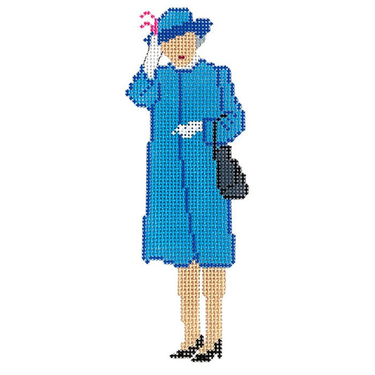 HM Elizabeth Waves in Blue Painted Canvas Froopy Designs 