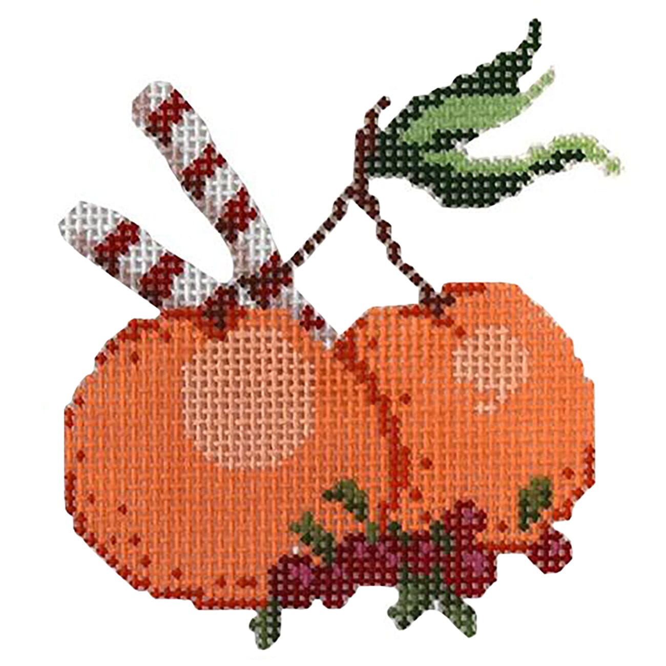 Holiday Florals Oranges & Peppermints Painted Canvas The Plum Stitchery - 1