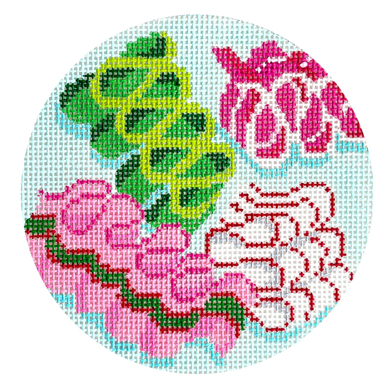 Holiday Ribbon Candy Round Painted Canvas Blueberry Point Canvas - 1