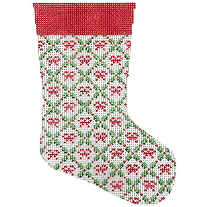 Holiday Trellis Mini Stocking Painted Canvas C'ate La Vie - 1