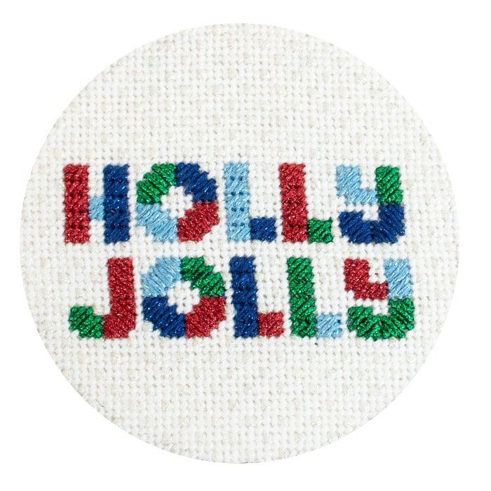 Holly Jolly Ornament & Stitch Guide Painted Canvas Love MHB Studio 