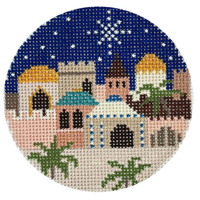 Holy Night Round Painted Canvas Shelly Tribbey