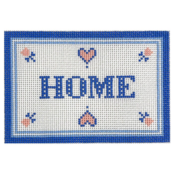 Home Sign Blue & Pink Painted Canvas Love MHB Studio - 1