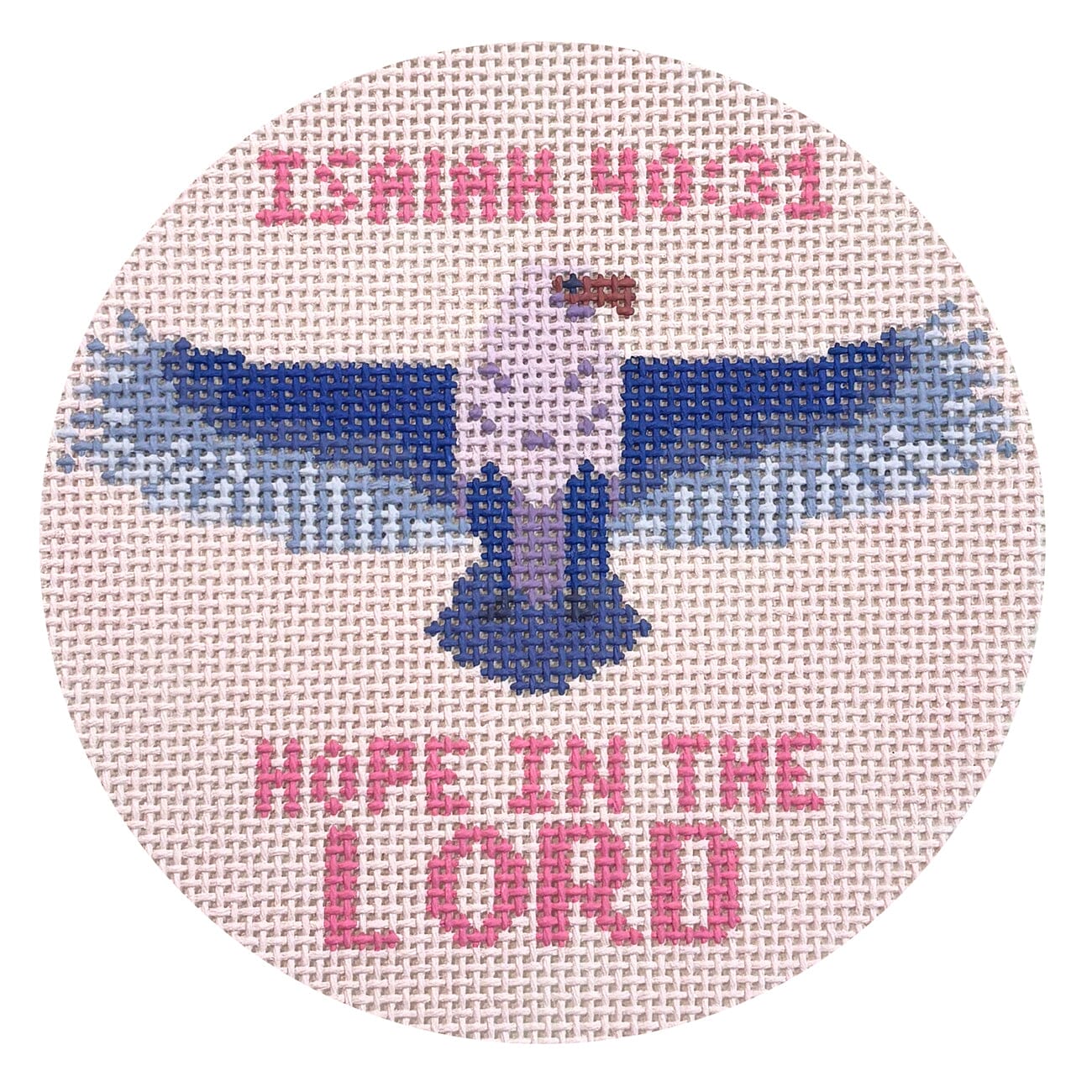 Hope in the Lord Isaiah 40:31 Round Painted Canvas Atlantic Blue Canvas - 1