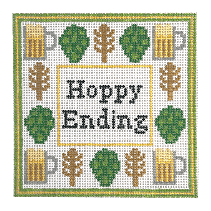 Hoppy Ending Coaster Painted Canvas Mopsey Designs - 1
