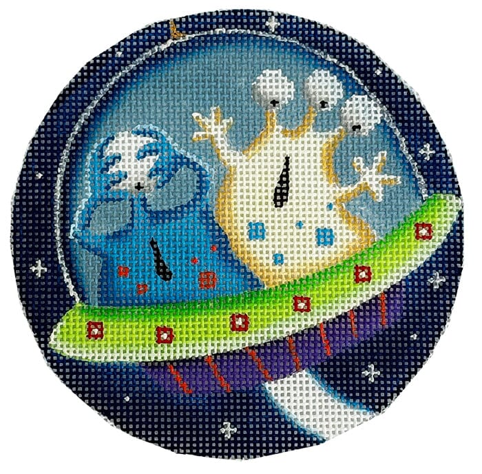 Horrified Aliens Ornament Painted Canvas Rebecca Wood Designs