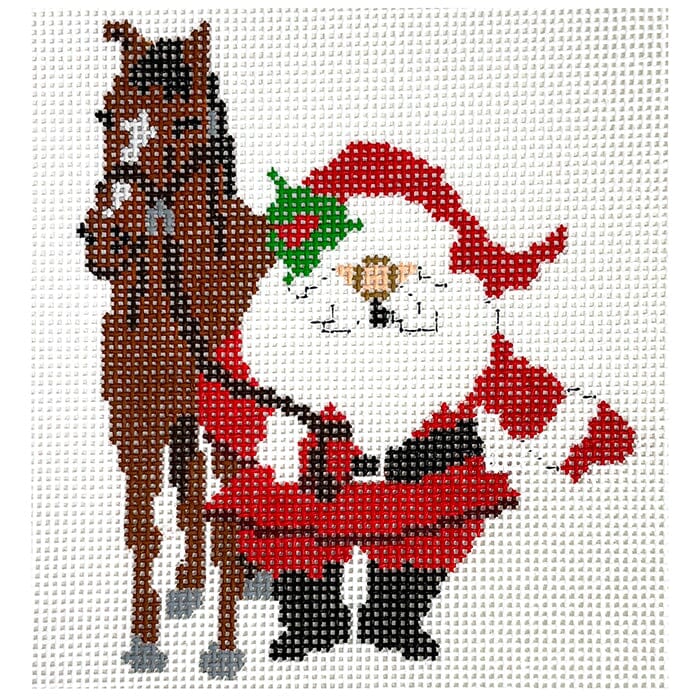 Horse Hobby Santa Painted Canvas Atlantic Blue Canvas - 1