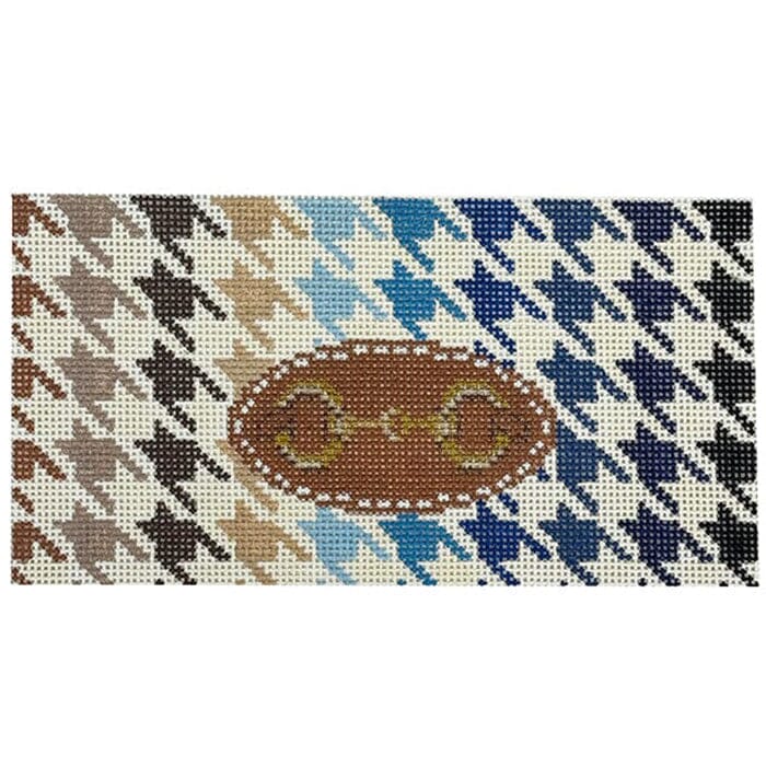 Horsebit Houndstooth Insert 3x6 Browns Painted Canvas Rachel Barri Designs - 1
