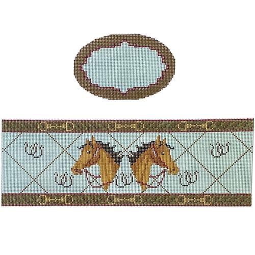 Horses hinged box with hardware Painted Canvas Funda Scully - 1