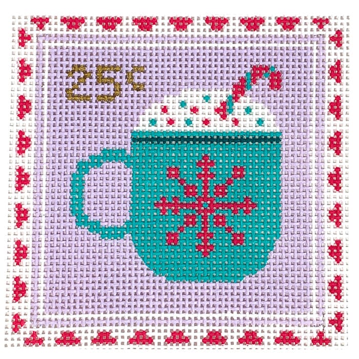 Hot Cocoa Stamp Painted Canvas Stitch Rock Designs - 1