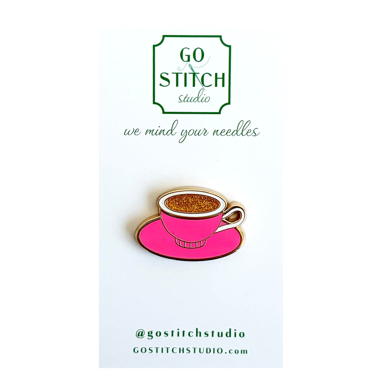 Hot Pink Tea Cup Needle Minder Accessories Go Stitch Studio - 1
