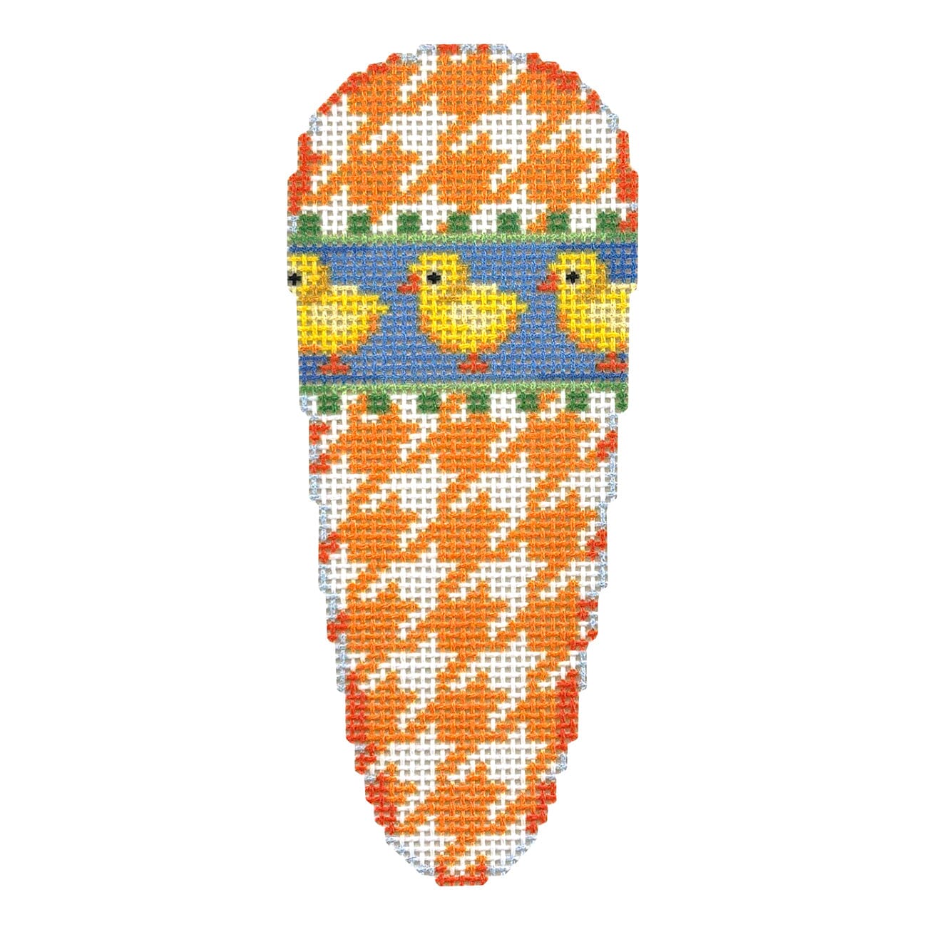 Houndstooth/Chicks Carrot Printed Canvas Two Sisters Needlepoint