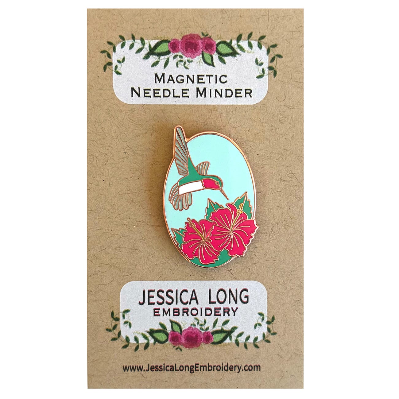 Hummingbird Enamel Needle Minder Accessories Jessica Long Embroidery - 1