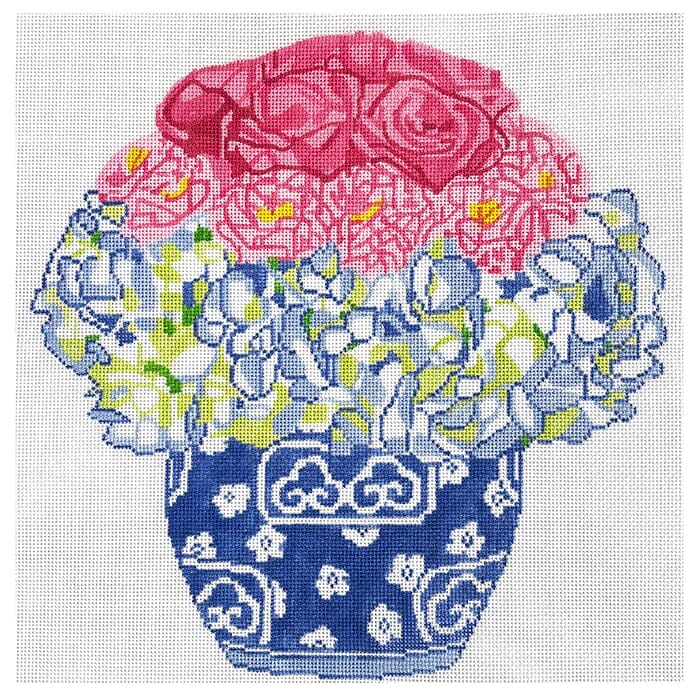 Hydrangea & Roses Bouquet Painted Canvas Jean Smith