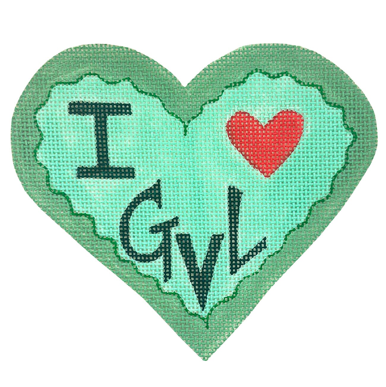 I Love Greenville Heart Painted Canvas Atlantic Blue Canvas - 1
