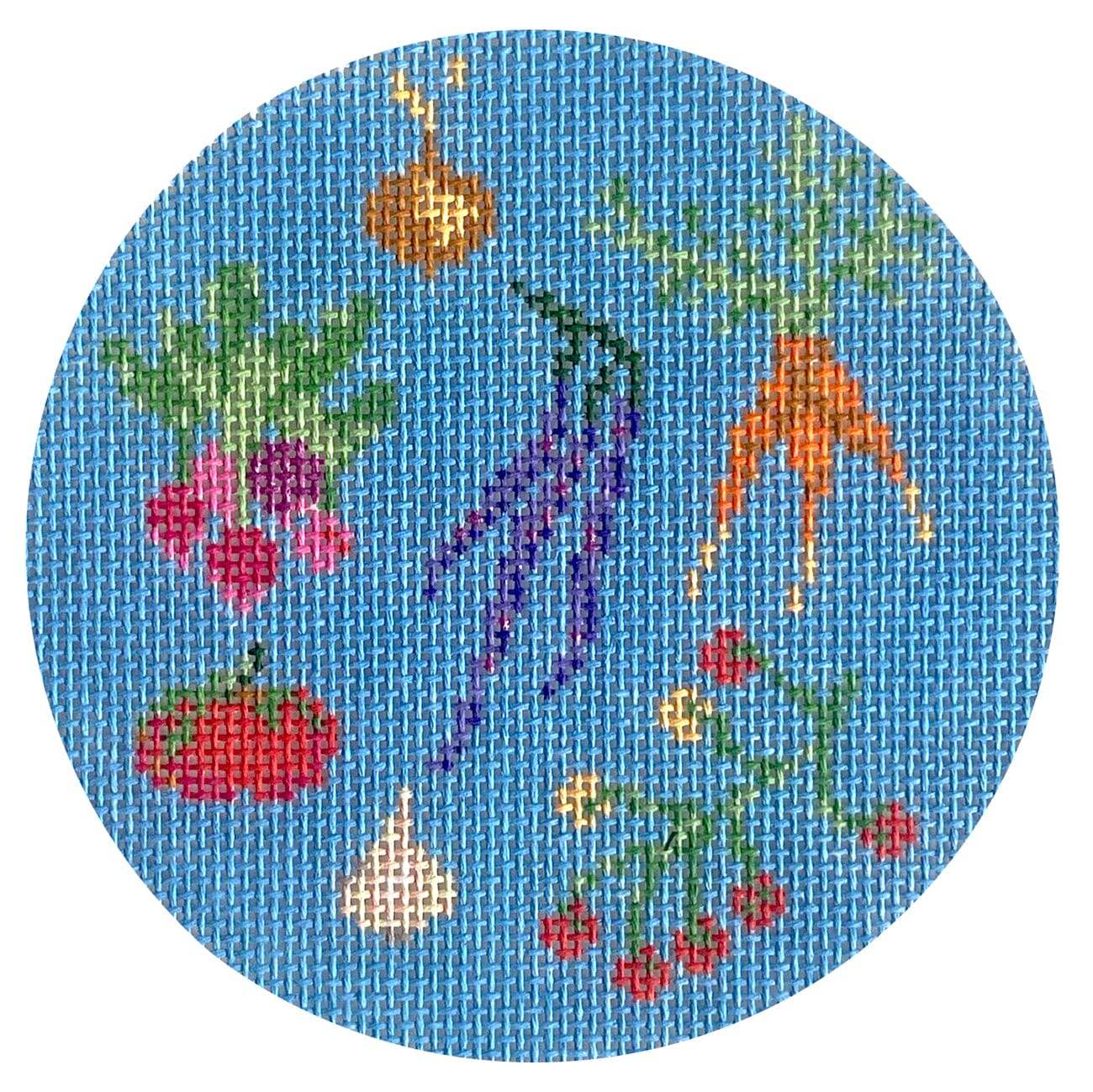 In the Garden Round Painted Canvas Alice & Blue