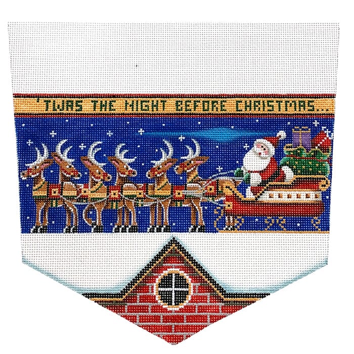 In the Roof Stocking Cuff on 13 Painted Canvas Rebecca Wood Designs - 1