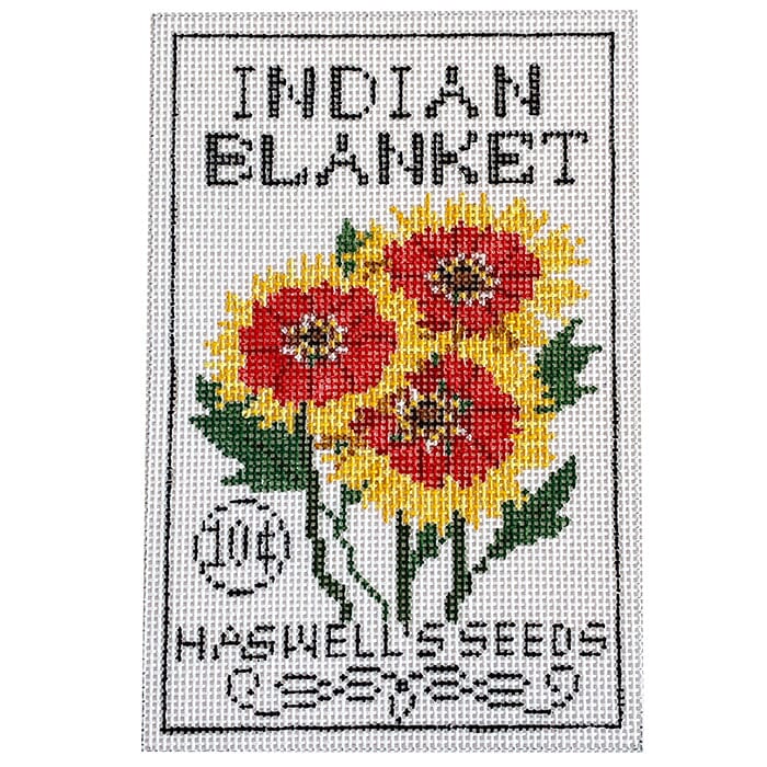 Indian Blanket Seed Packet Painted Canvas Laura Love Designs - 1