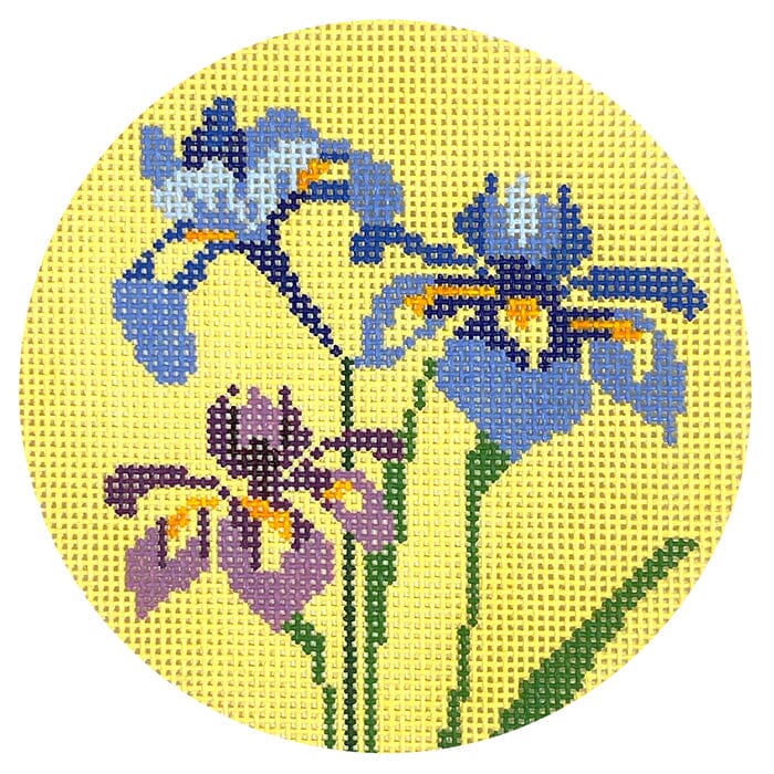 Iris 4" Round Painted Canvas Blueberry Point Canvas - 1