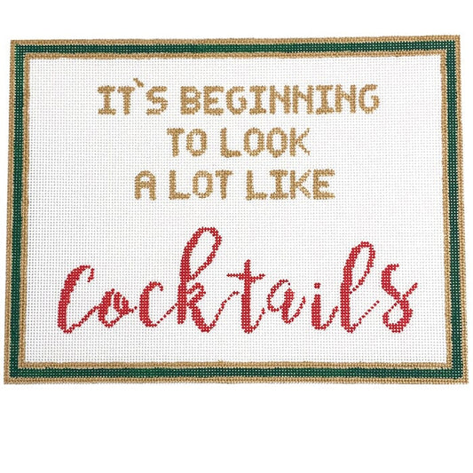 It's beginning to look a lot like cocktails Painted Canvas SilverStitch Needlepoint 