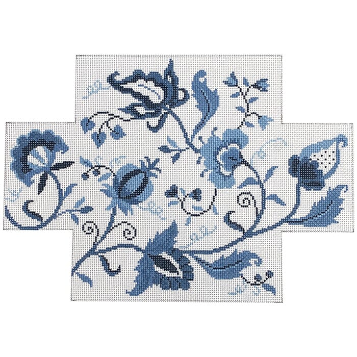 Jacobean Crewel Floral Brick Cover Blues Painted Canvas Susan Roberts Needlepoint Designs Inc. - 1
