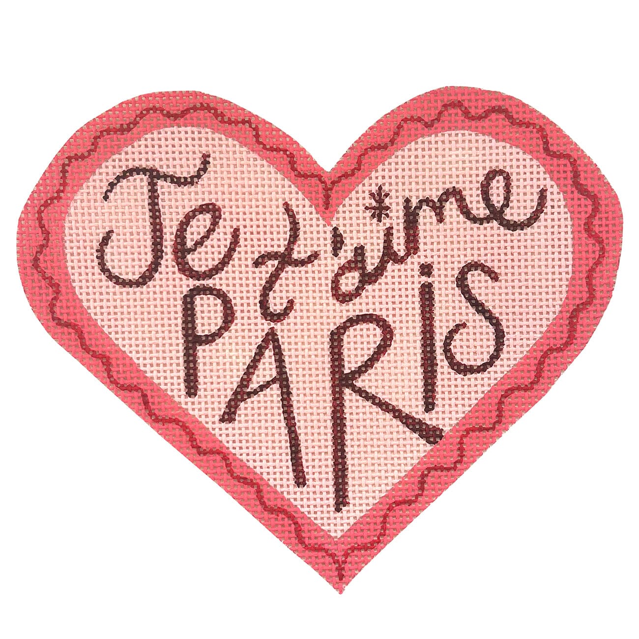 Je T'aime Paris Heart Painted Canvas Atlantic Blue Canvas - 1