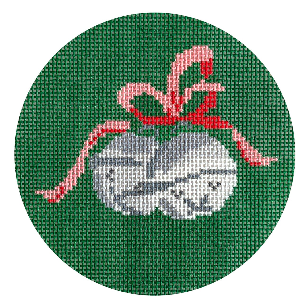 Jingle Bells on Green Round Painted Canvas Camilla Moss - 1