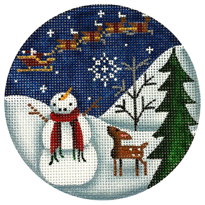 Jolly Christmas Round Painted Canvas Rebecca Wood Designs - 1