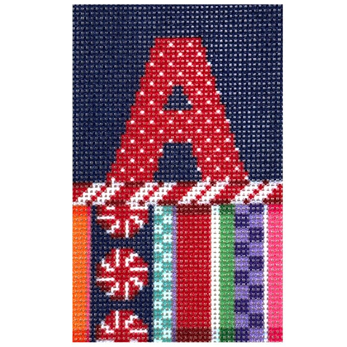 Jolly Stripe Alphabet Letter Printed Canvas Two Sisters Needlepoint A
