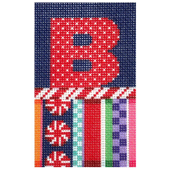 Jolly Stripe Alphabet Letter Printed Canvas Two Sisters Needlepoint B