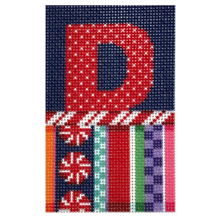 Jolly Stripe Alphabet Letter Printed Canvas Two Sisters Needlepoint D